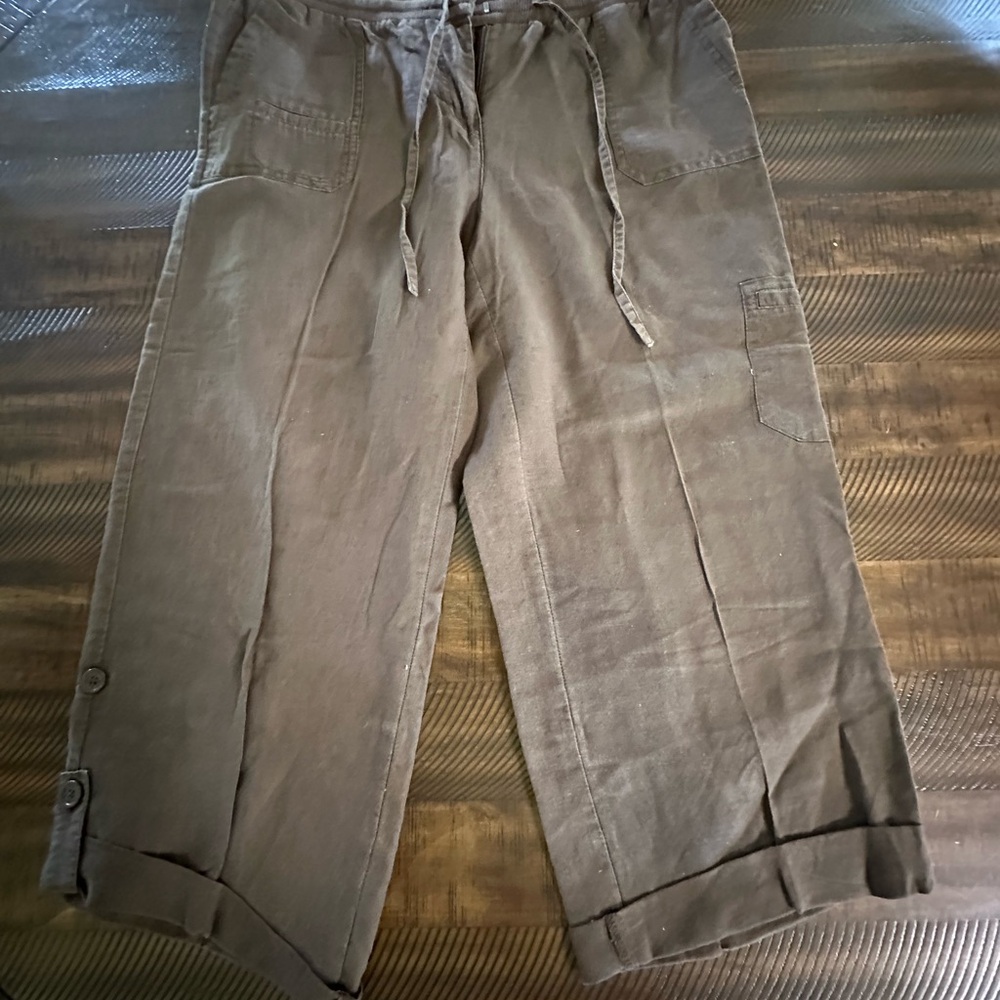 Liz Claiborne Brown Capris Relaxed Fit Drawstring
